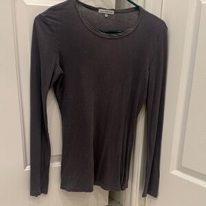 James Perse Charcoal Grayish Purple Long Sleeve Crewneck Top